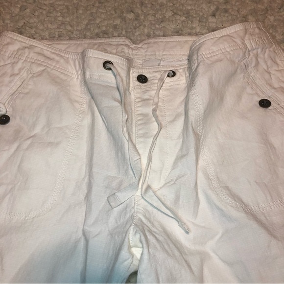 LL Bean Favorite Fit Womens White Cotton Spandex Size 12 Stretch Drawstring Pant - Picture 3 of 10